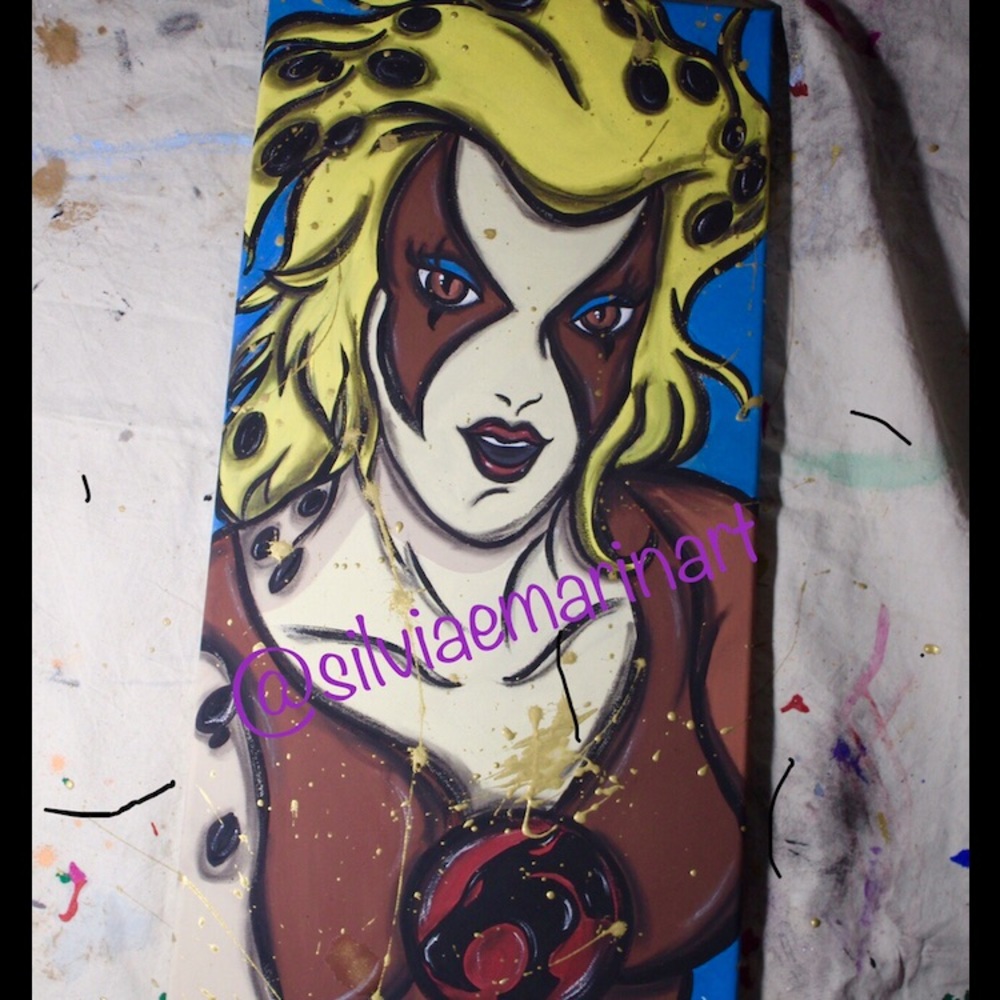 Cheetara Thundercats Canvas Painting 🖤💛🐆💥